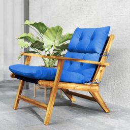 Outsunny Adirondack Chair Cushion Rocking Chair Cushion W/ Ties, Blue - thumbnail 9