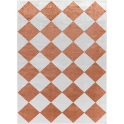 Livabliss Lillian-Washable White Orange Geometric Diamond Pattern Living Dining Rug 160 X 213 Cm Easy Care, Non Shedding - thumbnail 1