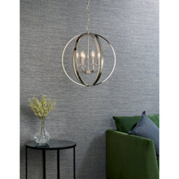 Anson Lighting Hilton Bright Nickel With Clear Faceted Acrylic And Clear Crystal Glass Timeless Style 6 Light Ceiling Pendant - thumbnail 6