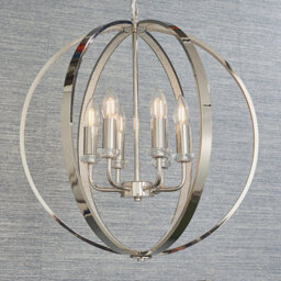 Anson Lighting Hilton Bright Nickel With Clear Faceted Acrylic And Clear Crystal Glass Timeless Style 6 Light Ceiling Pendant - thumbnail 5