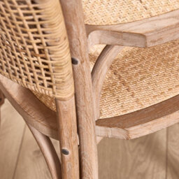 Dibor Set Of 2 Rustic Vintage Provence Wicker Home Furniture Rattan Dining Chairs - thumbnail 4