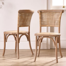 Dibor Set Of 2 Rustic Vintage Provence Wicker Home Furniture Rattan Dining Chairs - thumbnail 1