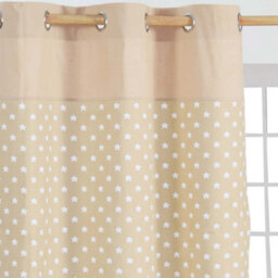Homescapes Cotton Stars Beige Ready Made Eyelet Curtain Pair, 137 X 228 Cm Drop - thumbnail 2