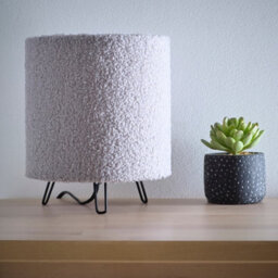 K Living Miami Cozy Elegance Grey Teddy Velvet Table Lamp - thumbnail 2
