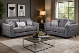 SC FURNITURE LIMITED Grey Fabric 3 Seater & 2 Seater Sofa Suite Ankora - thumbnail 1