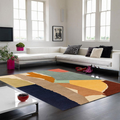 Abstract Multi Wool Handmade Luxurious Modern Easy To Clean Abstract Rug For Dining Room Bldroom And Living Room-200Cm X 290Cm - image 1