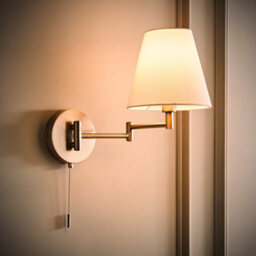 Valuelights Sonia Brushed Chrome Swing Arm Wall Light With Tapered Shade And Bulb