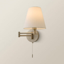 Valuelights Sonia Brushed Chrome Swing Arm Wall Light With Tapered Shade And Bulb - thumbnail 6