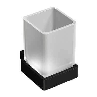 Plum&clay Havana Wall Mounted Black Toothbrush Holder With Glass Tumbler