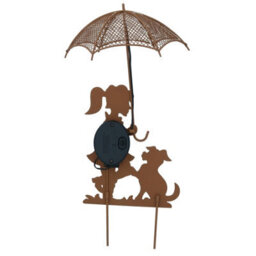 AB Tools Solar Powered Rustic Girl & Dog With Led Umbrella Garden Decoration Light - thumbnail 2
