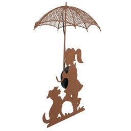 AB Tools Solar Powered Rustic Girl & Dog With Led Umbrella Garden Decoration Light - thumbnail 3