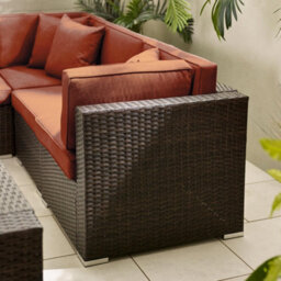 Furniturebox Orlando Orange Brown Rattan Garden Sofa Modular Outdoor Patio Couch Seating, Table & 10 Chairs Garden Corner Sofa Set - thumbnail 9