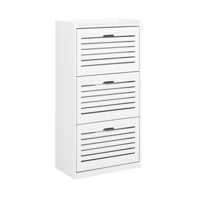 Sobuy Fsr108-W, 3 Drawers Shoe Cabinet Shoe Rack Shoe Storage Cupboard Organizer Unit,white,w55Xd30Xh112 - image 1