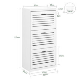 Sobuy Fsr108-W, 3 Drawers Shoe Cabinet Shoe Rack Shoe Storage Cupboard Organizer Unit,white,w55Xd30Xh112 - thumbnail 3