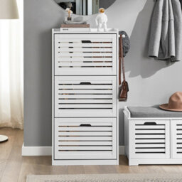 Sobuy Fsr108-W, 3 Drawers Shoe Cabinet Shoe Rack Shoe Storage Cupboard Organizer Unit,white,w55Xd30Xh112 - thumbnail 8