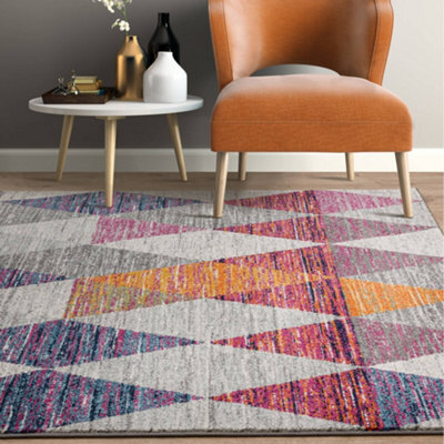 The Rug Edit Grey Pink Modern Muse Harlequin Diamond Geometric Rug - image 1