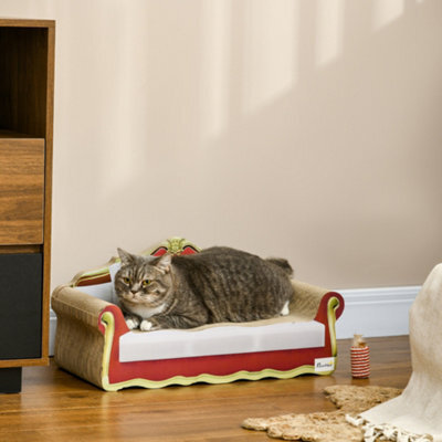 Pawhut Cat Scratcher Lounge Sofa Cardboard With Catnip, 58 X 29.5 X 29Cm - image 1
