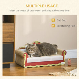 Pawhut Cat Scratcher Lounge Sofa Cardboard With Catnip, 58 X 29.5 X 29Cm - thumbnail 4