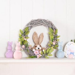 Widdop Spring Bunny Grapevine Easter Wreath With Faux Flowers And Greenery Door And Wall Decoration - thumbnail 2