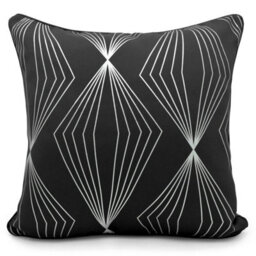 Velosso Foil Print Soft Fabric Cushion, Zip Closure, Machine Washable - Stylish Home Decor Accent, Durable Cushion - Black - thumbnail 1