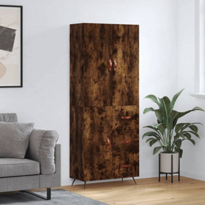 Berkfield Highboard Smoked Oak 69.5X34X180 Cm Engineered Wood - image 1