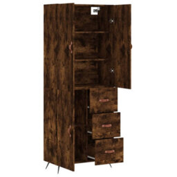 Berkfield Highboard Smoked Oak 69.5X34X180 Cm Engineered Wood - thumbnail 4