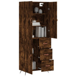 Berkfield Highboard Smoked Oak 69.5X34X180 Cm Engineered Wood - thumbnail 3