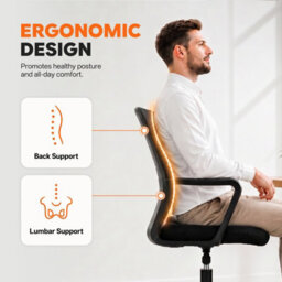 JAJALUYA Office Chair Ergonomic Mesh Swivel Height-Adjustable Computer Chair - thumbnail 7