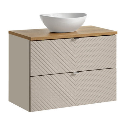 Heze Furniture Viva 80Cm Bathroom Cabinet With Oval Basin - Cashmere - image 1