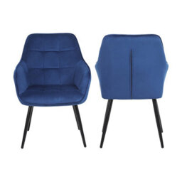 Simpa 2Pc Blue Velvet Modern Contemporary Tub Accent Dining Chairs - thumbnail 4