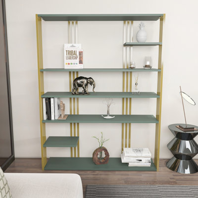 Decorotika Jeni Bookcase Shelving Unit Green & Gold - image 1