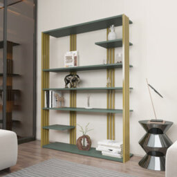 Decorotika Jeni Bookcase Shelving Unit Green & Gold - thumbnail 3