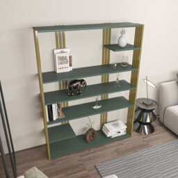 Decorotika Jeni Bookcase Shelving Unit Green & Gold - thumbnail 2