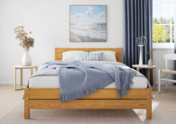 Nodax Super King Bed Frame, F3, Solid Pine Wood, Easy Assembly, Sturdy Slats & Extra Support Legs, 6Ft, Alder Finish - thumbnail 1
