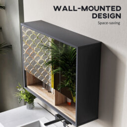 Homcom Bathroom Cabinet Wall Mounted Mirror Storage With Shelves Grey - thumbnail 6