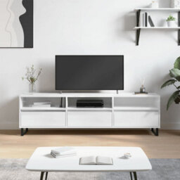 Berkfield Tv Cabinet High Gloss White 150X30X44.5 Cm Engineered Wood - thumbnail 1