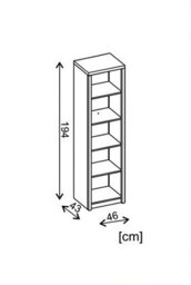 Arte Stylish Roma 11 Bookcase H1900mm W450mm D430mm With Four Shelves - thumbnail 2