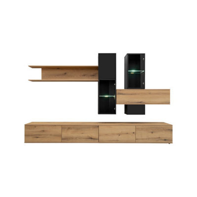 Arte Organise In Style: Cruz Oak Evoke & Black Entertainment Hub W280Cm X H180Cm X D45Cm - image 1