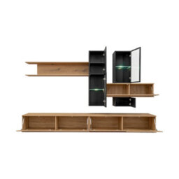 Arte Organise In Style: Cruz Oak Evoke & Black Entertainment Hub W280Cm X H180Cm X D45Cm - thumbnail 2