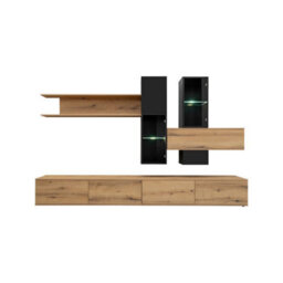 Arte Organise In Style: Cruz Oak Evoke & Black Entertainment Hub W280Cm X H180Cm X D45Cm - thumbnail 1