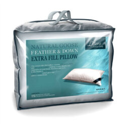 "Littens Extra Filled Goose Feather & Down Pillow, Side Sleeper 230Tc Cotton 48Cm X 74Cm (19"" X 29"")"