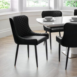 Oakham Cromwell Premium Black Faux Leather Dining Chairs - Set Of 2 - thumbnail 5