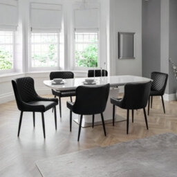 Oakham Cromwell Premium Black Faux Leather Dining Chairs - Set Of 2 - thumbnail 6