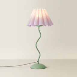 Valuelights Wiggle Lilac Pleated Scallop Lamp Shade Moss Green Metal Table Lamp