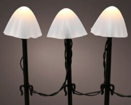 Lumineo 20 White Mushroom Stake Lights Mini Christmas Led Pathway Lights Warm White - thumbnail 1