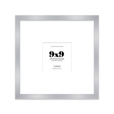 "9X9"" Silver Picture Frame - 9X9"" Square Frame With 6X6"" Mount For 9X9""/6X6"" Pictures Vintage Style Wall Art, 1 Pack" - image 1
