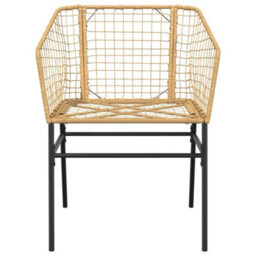 Berkfield 7 Piece Garden Dining Set Brown Poly Rattan Glass - thumbnail 5