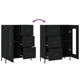 Berkfield Classic Sideboard Black 69.5X34X90 Cm Engineered Wood - thumbnail 9
