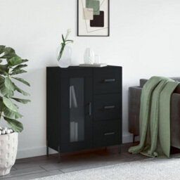 Berkfield Classic Sideboard Black 69.5X34X90 Cm Engineered Wood - thumbnail 2