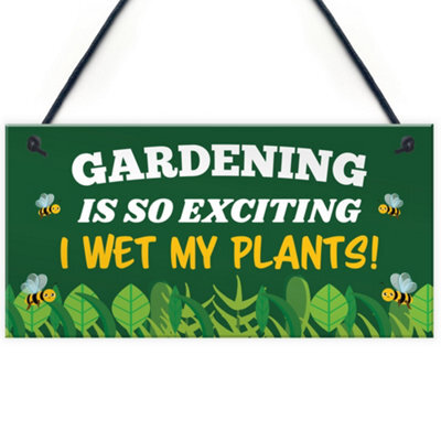 Red Ocean Gardening So Exciting I Wet My Plants Funny Garden Sign For Home Shed Summerhouse Sign Garden Plaque - image 1